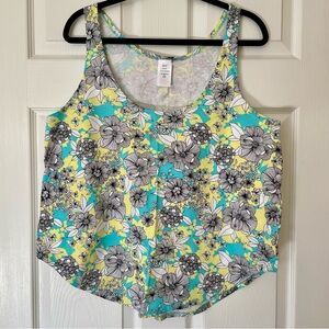 Kmart Turquoise Yellow Ttopical Sleeveless Tank Summer PJ Top